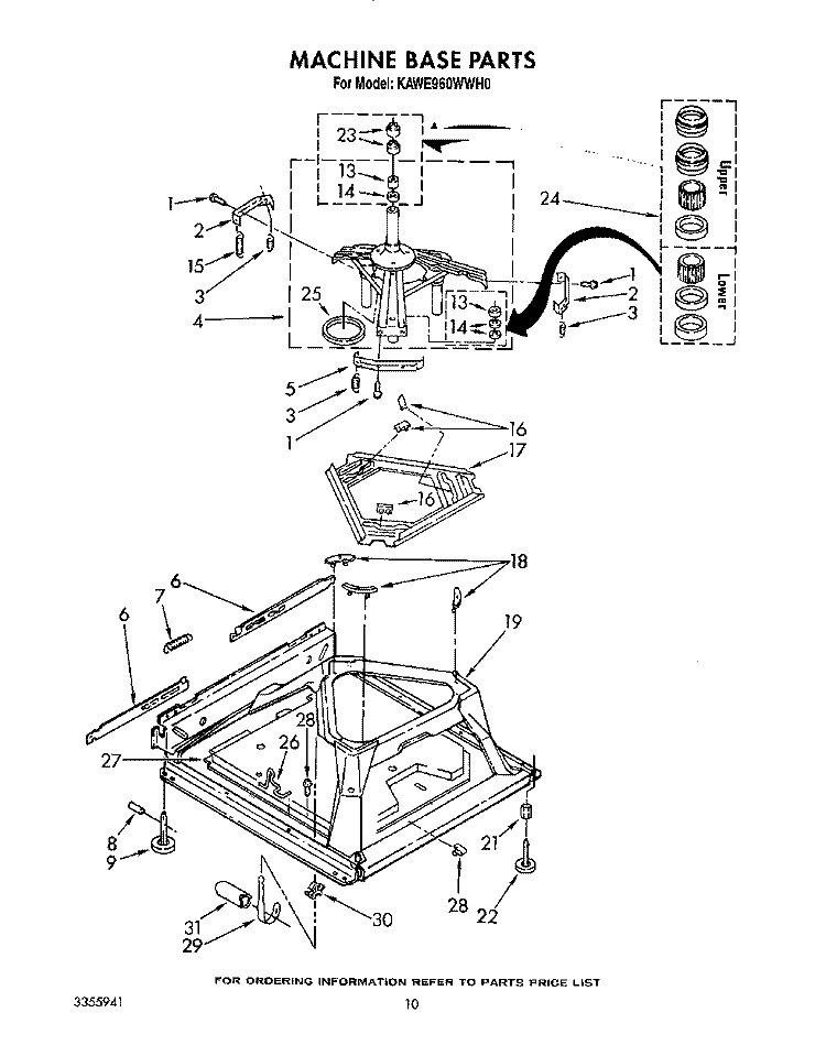 MACHINE BASE Diagram and Parts List for KAWE960WAL0  Whirlpool Washer