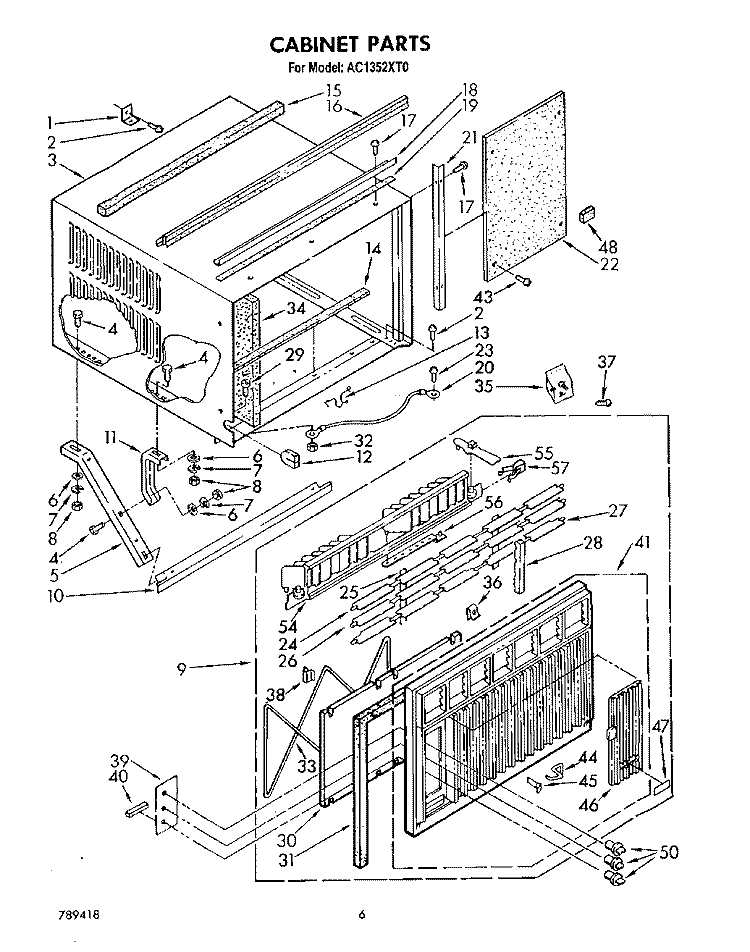 CABINET Diagram and Parts List for AC1352XT0  Whirlpool Air Conditioner