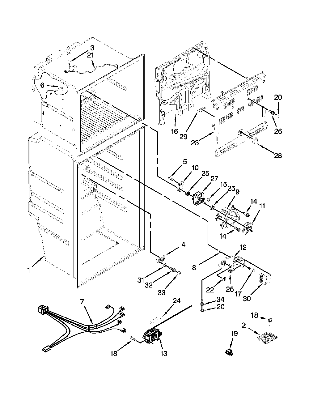 Liner parts Diagram and Parts List for 10676393412  Kenmore Refrigerator