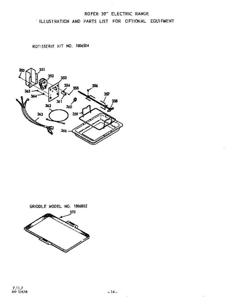 Rotisserie Diagram and Parts List for 2216*20  Roper Range