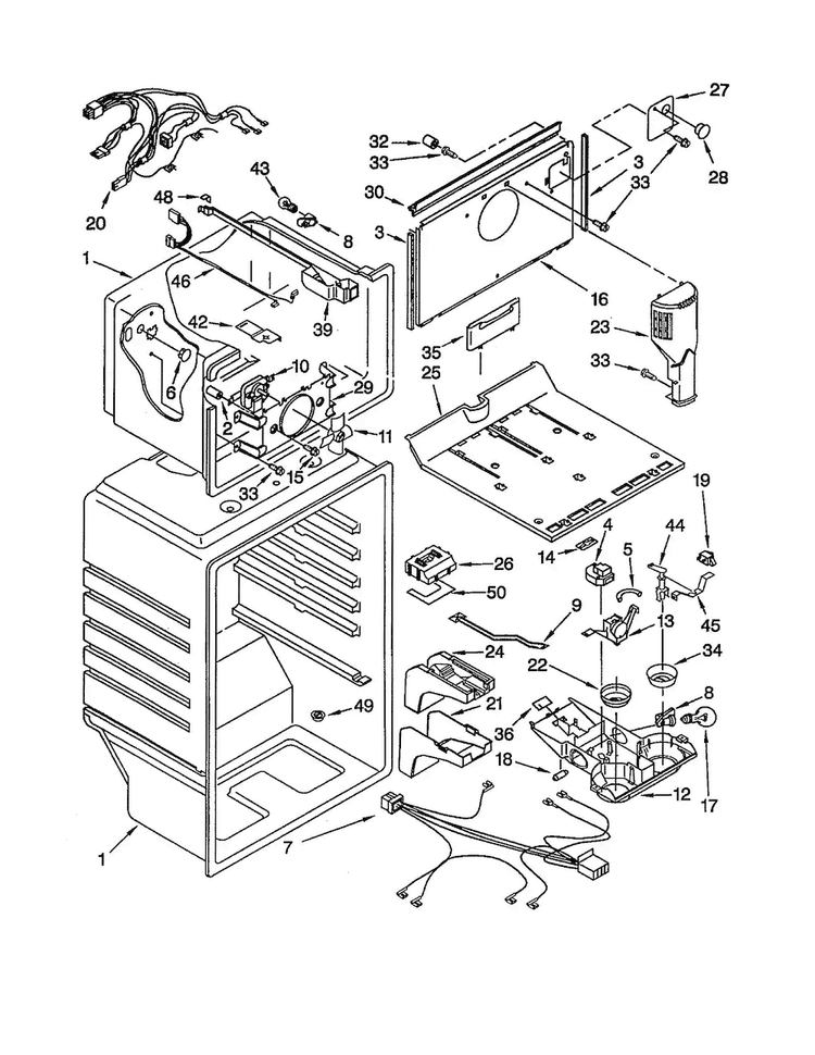 Liner Diagram and Parts List for 10668902890  Kenmore Refrigerator