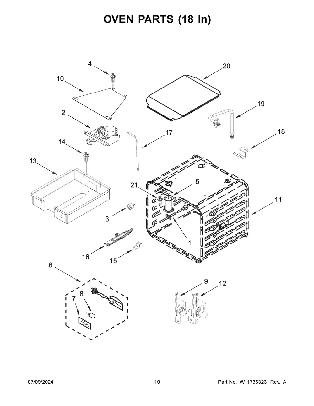 06 - Oven Parts (18 In) Diagram and Parts List for KFGC558JBK07  Whirlpool Range