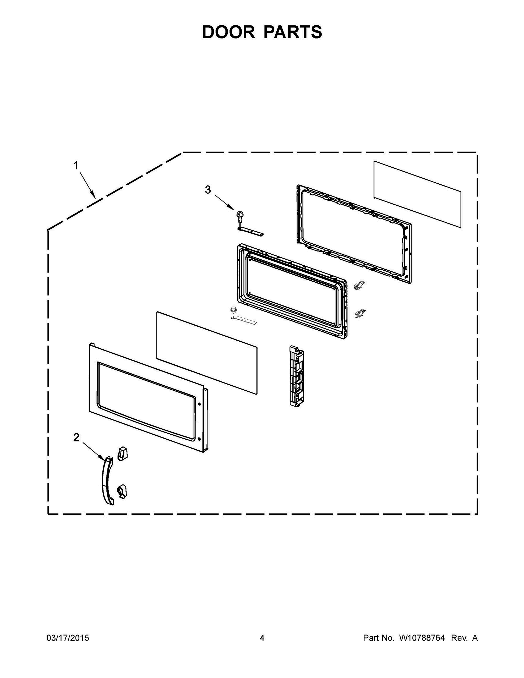 03 - DOOR PARTS Diagram and Parts List for YWMH76718AB2  Whirlpool Microwave