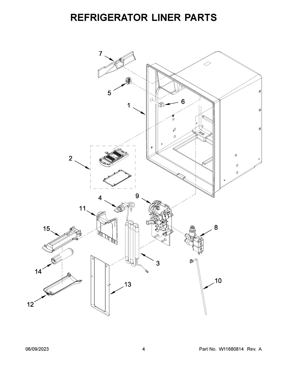 Refrigerator Liner Parts Diagram and Parts List for WRX735SDHW07  Whirlpool Refrigerator