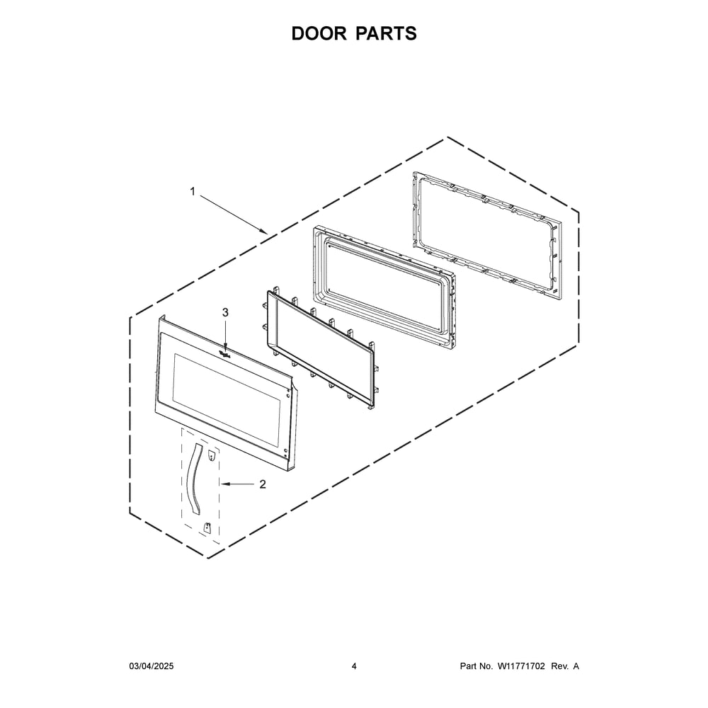 Door Parts Diagram and Parts List for YWMH31017HS11  Whirlpool Microwave
