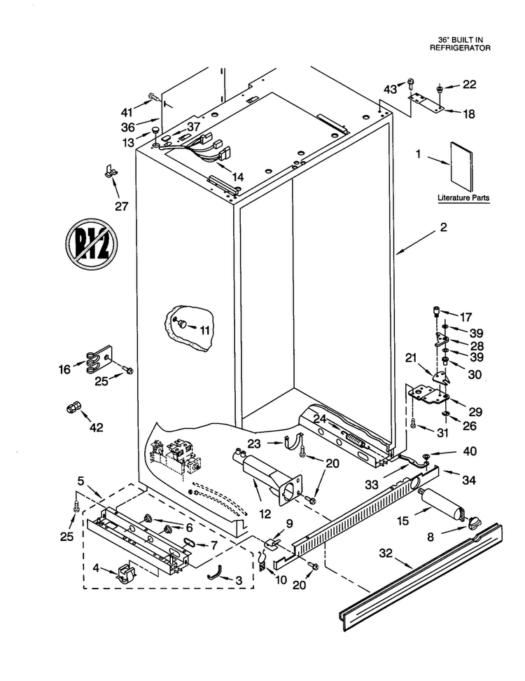 Cabinet Diagram and Parts List for KSSS36QJS00  KitchenAid Refrigerator