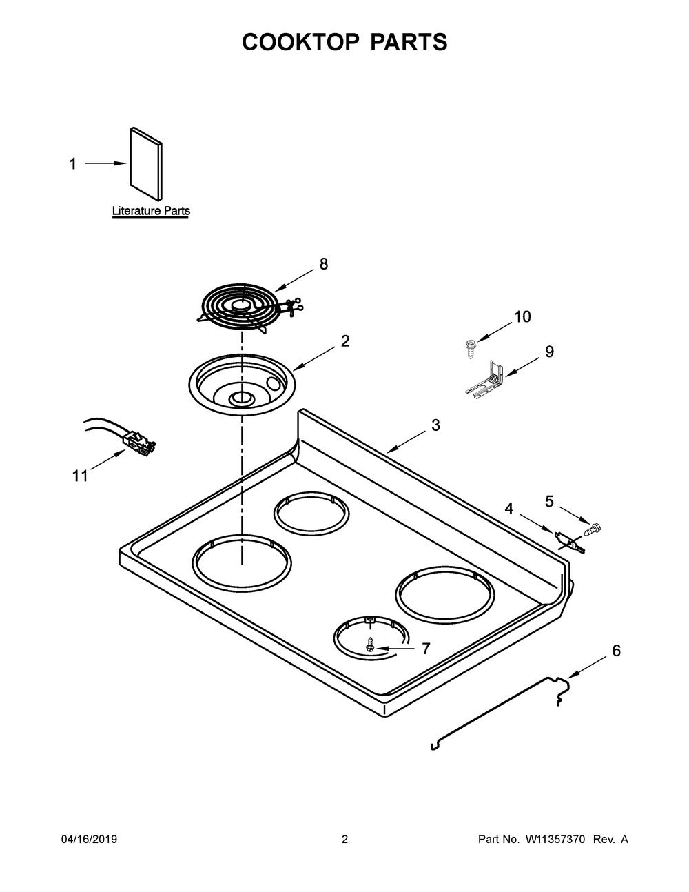 Cooktop Parts Diagram and Parts List for YWFC310S0EW3  Whirlpool Range