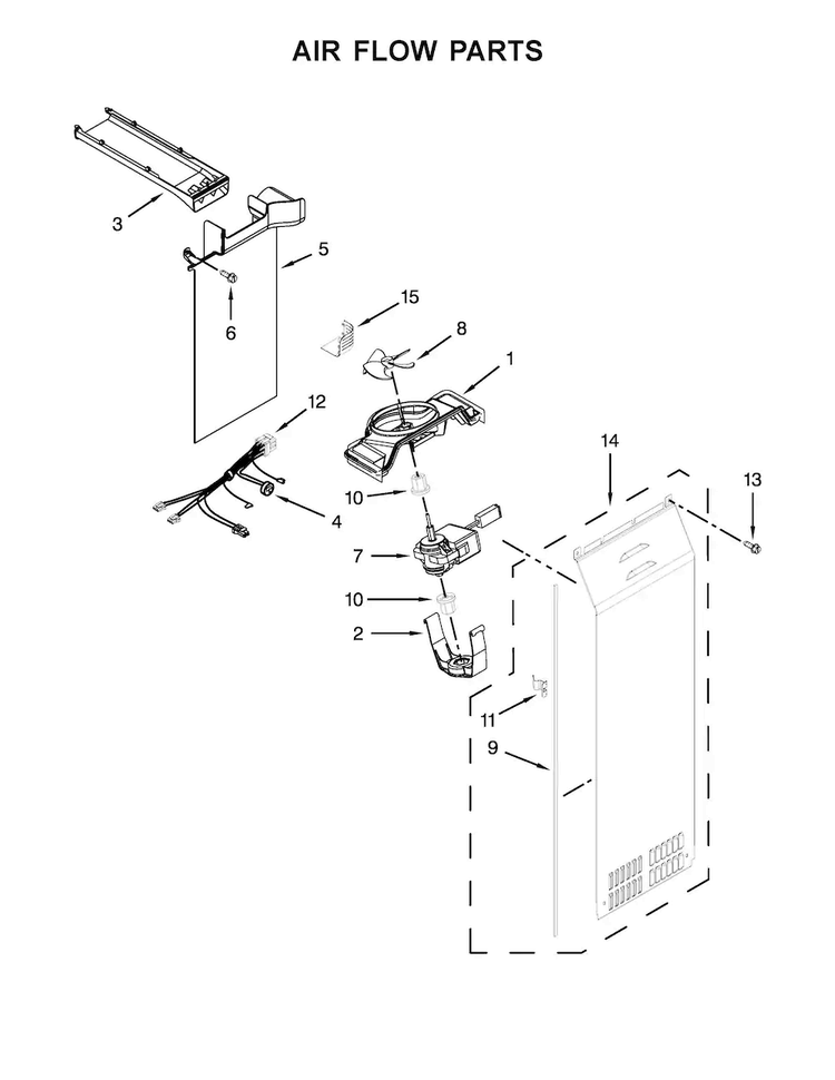 Air Flow Parts Diagram and Parts List for KRSC503ESS00  KitchenAid Refrigerator