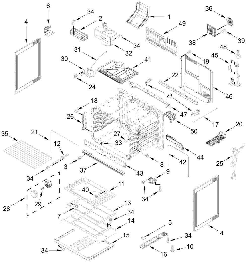 Chassis Parts Diagram and Parts List for WSGS5030SZ0  Whirlpool Range