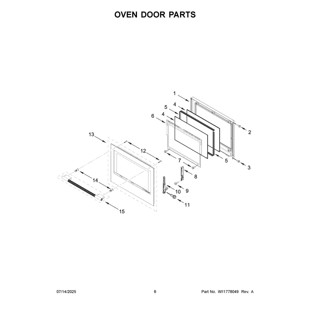 Oven Door Parts Diagram and Parts List for KOEC730SPS00  KitchenAid Microwave