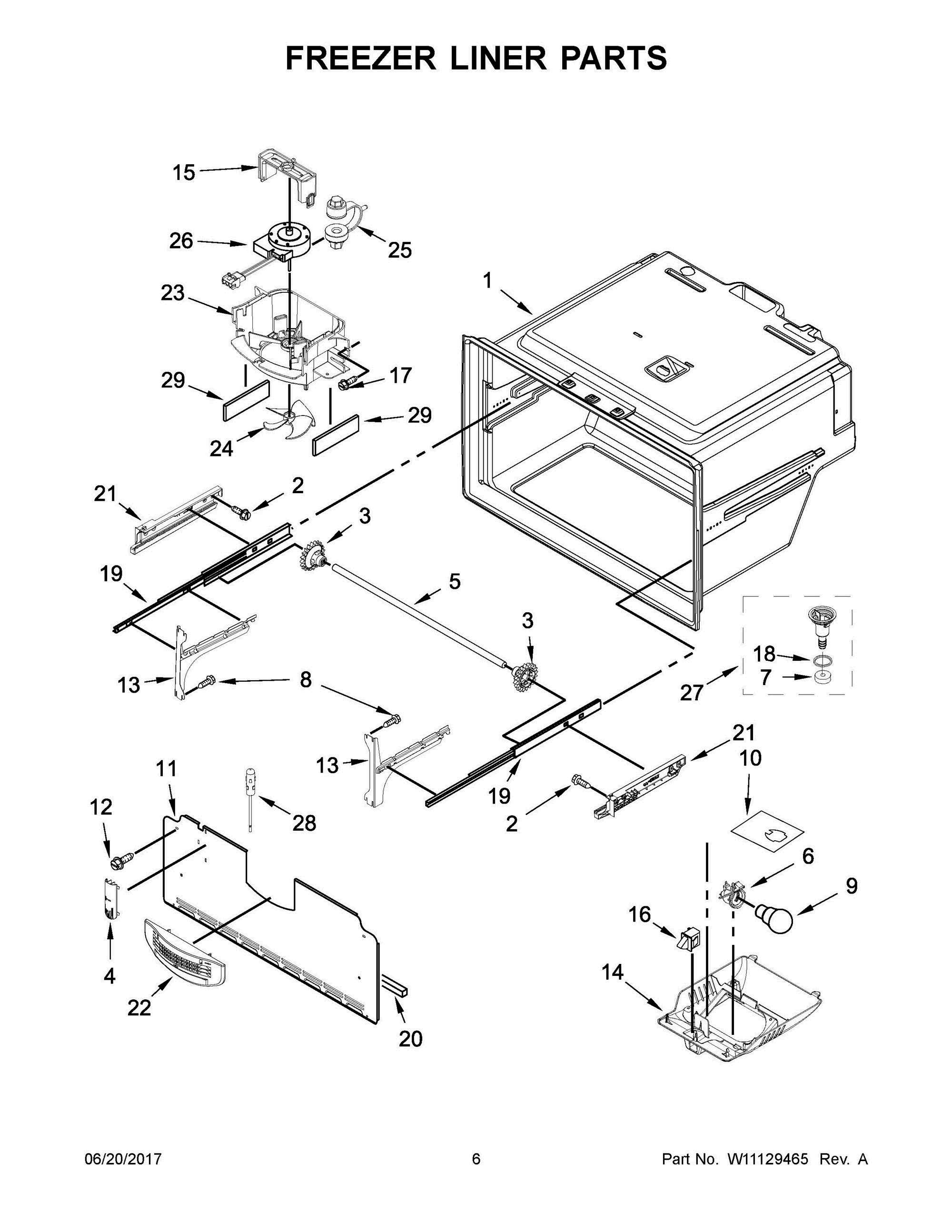 04 - FREEZER LINER PARTS Diagram and Parts List for WRF550CDHZ00  Whirlpool Refrigerator
