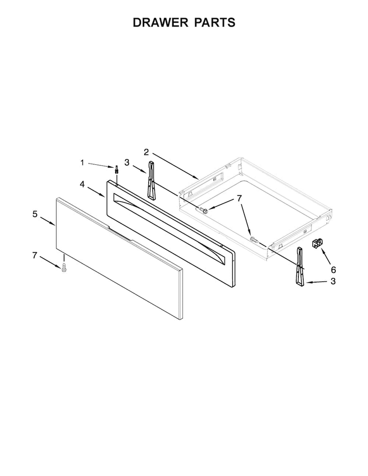 Drawer Parts Diagram and Parts List for WFG515S0ED0  Whirlpool Range