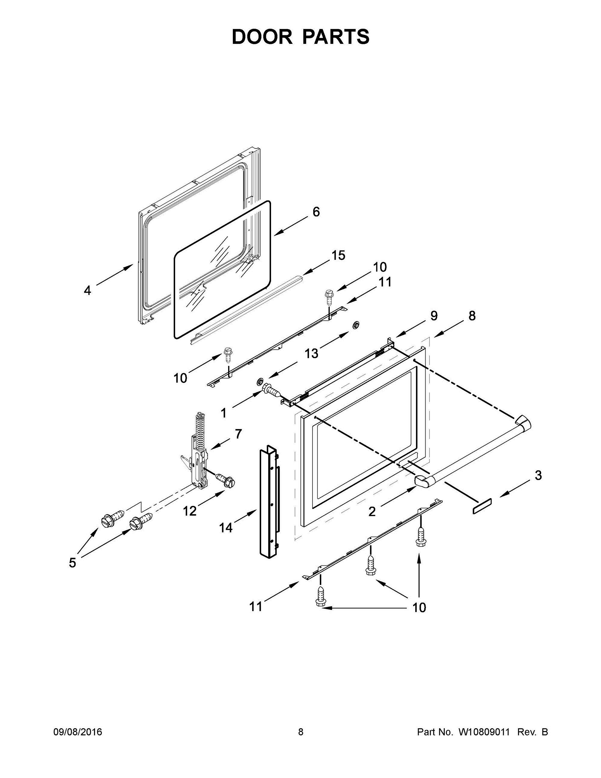 05 - DOOR PARTS Diagram and Parts List for YKSDB900ESS0  Whirlpool Range
