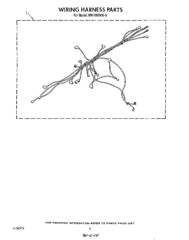 WIRING HARNESS , LIT/OPTIONAL Diagram and Parts List for MW1000XW0  Whirlpool Microwave