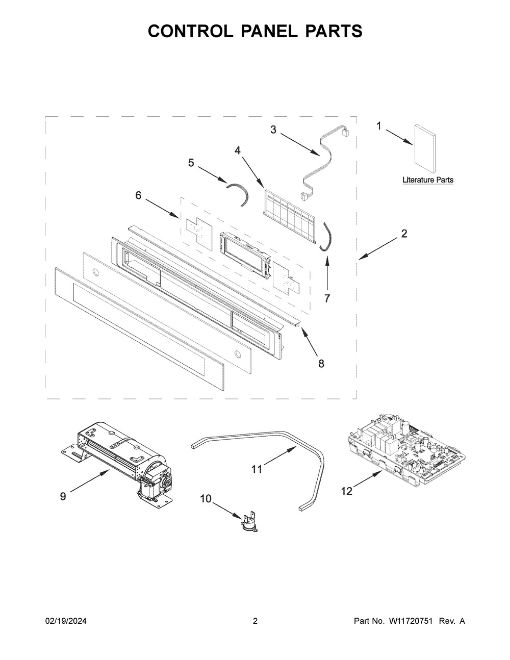 Control Panel Parts Diagram and Parts List for YKOSC504PPS00  KitchenAid Wall Oven