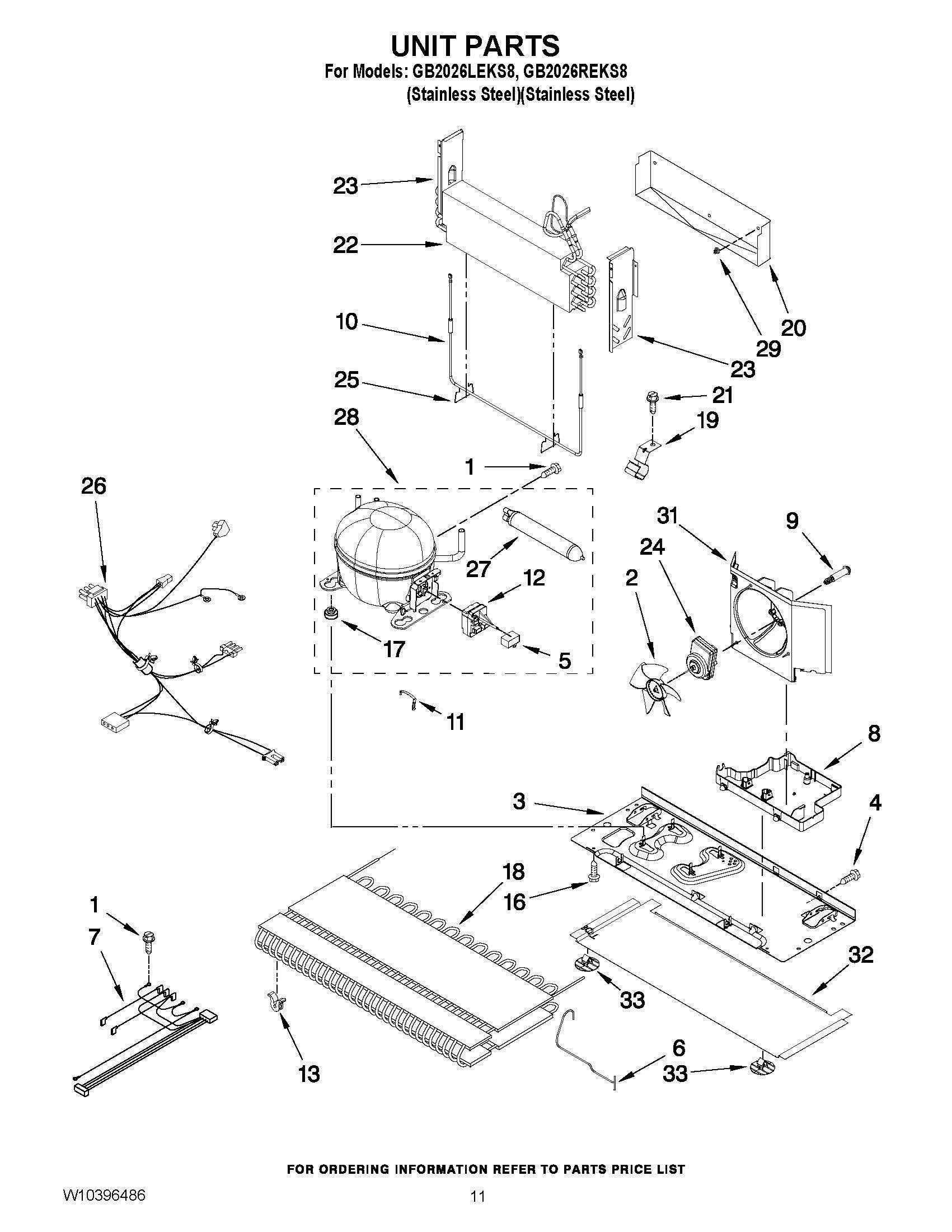06 - UNIT PARTS Diagram and Parts List for GB2026REKS8  Whirlpool Refrigerator