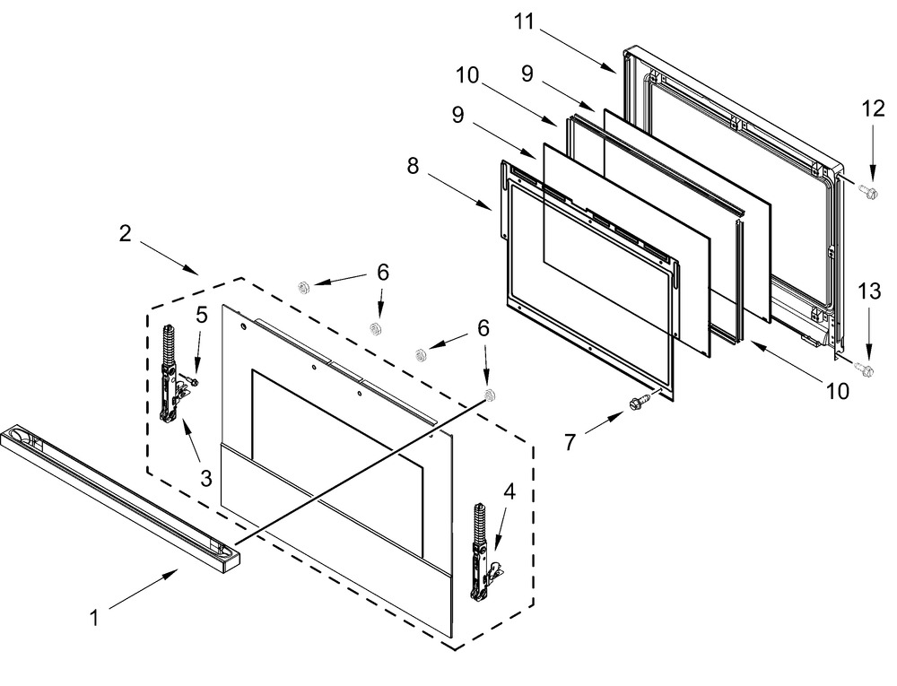 Oven Door Parts Diagram and Parts List for JOESC330RM00  Whirlpool Wall Oven