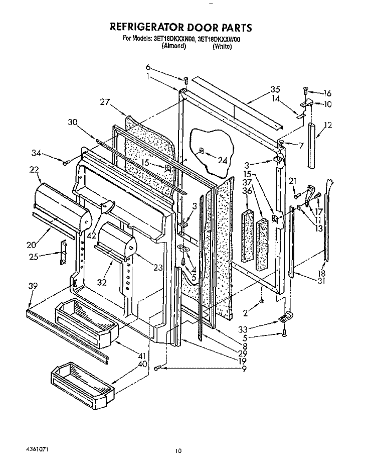 REFRIGERATOR DOOR Diagram and Parts List for 3ET18DKXXN00  Whirlpool Refrigerator