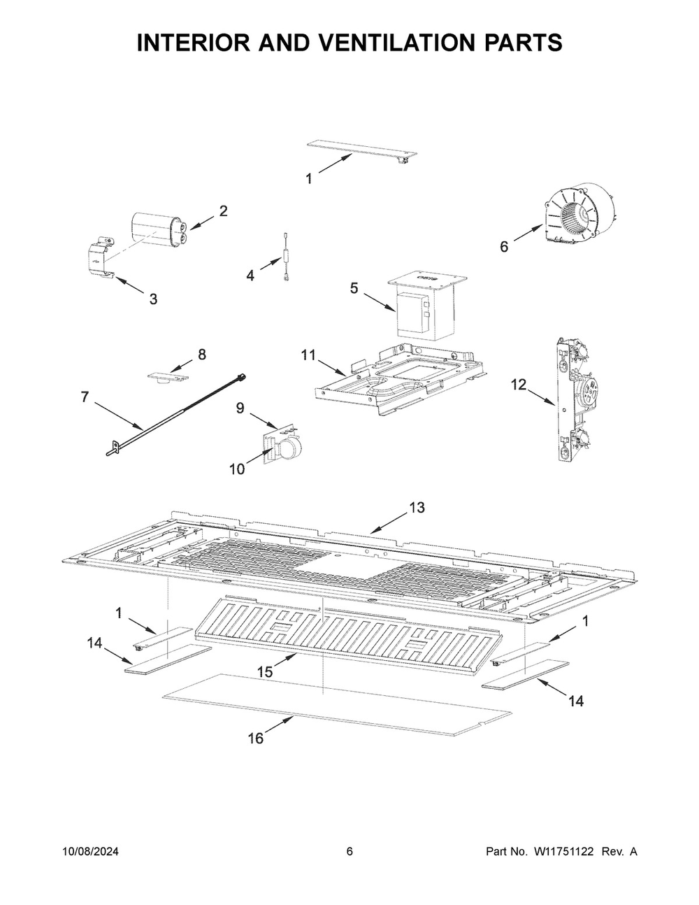 04 - Interior And Ventilation Parts Diagram and Parts List for YMMMF8030PZ00  Whirlpool Microwave