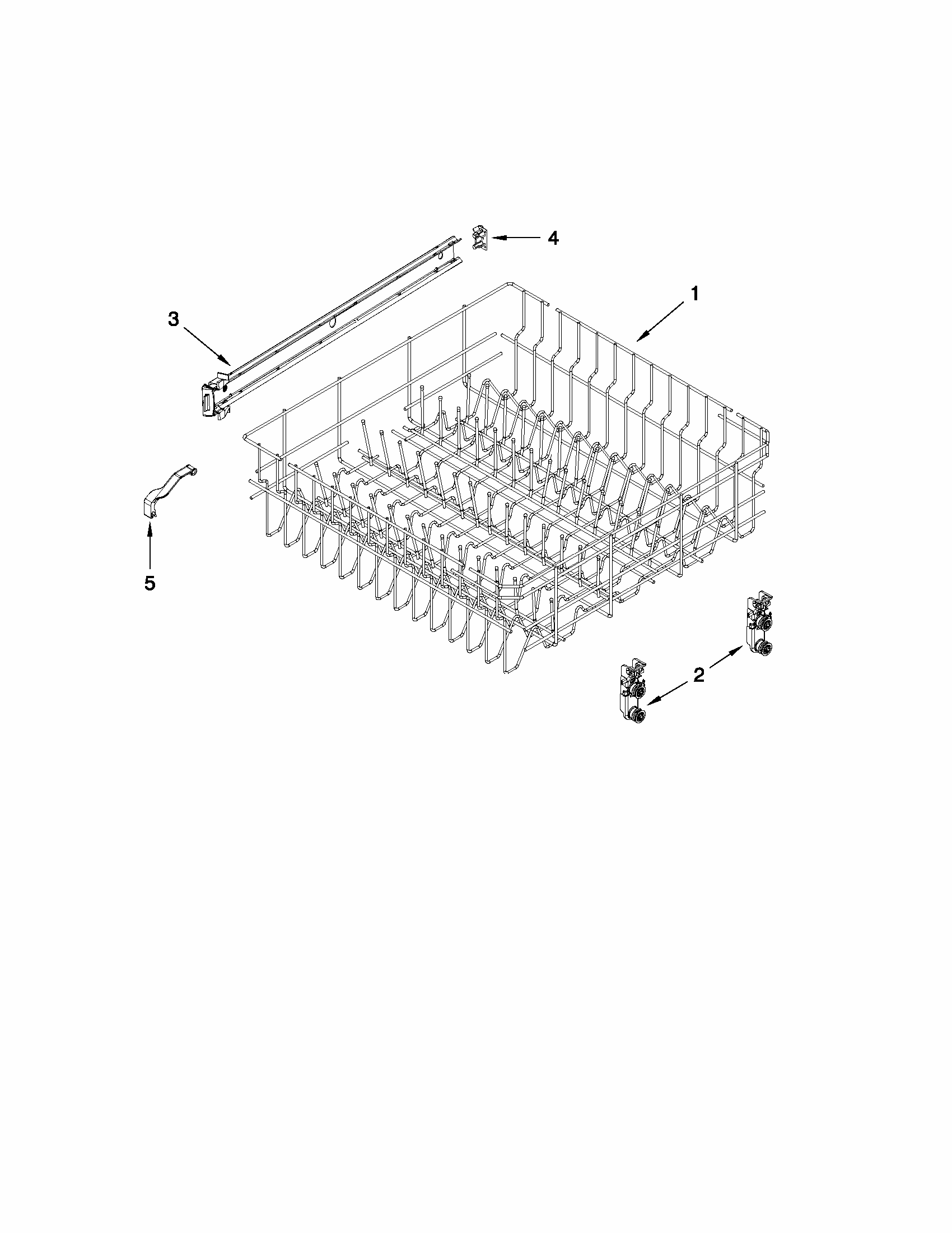 Upper Rack And Track Parts Diagram and Parts List for 66512093K210  Kenmore Dishwasher
