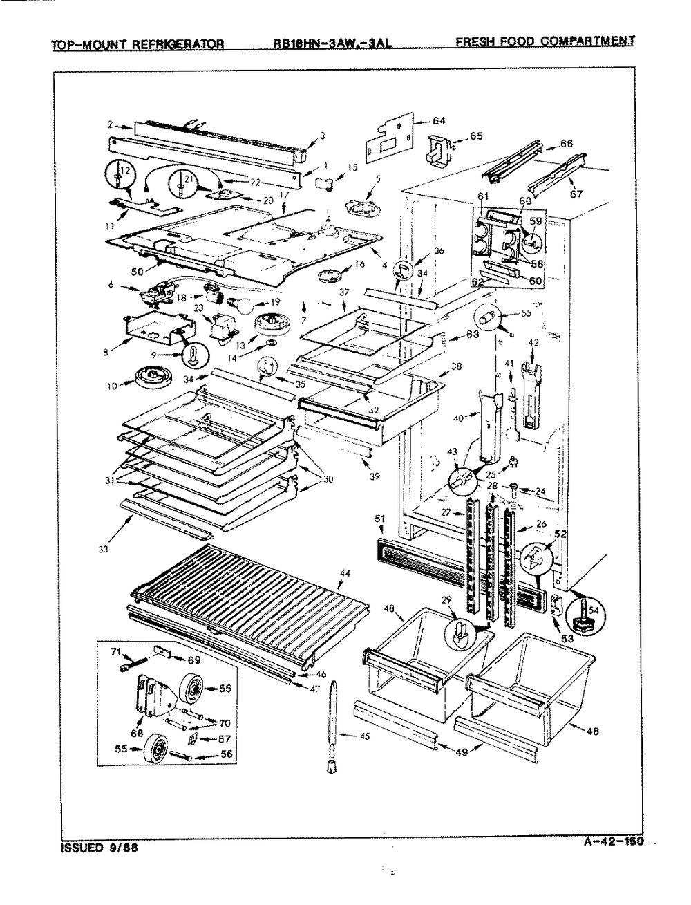 03 - Fresh Food Compartment Diagram and Parts List for RB18HA-3AW  Whirlpool Refrigerator