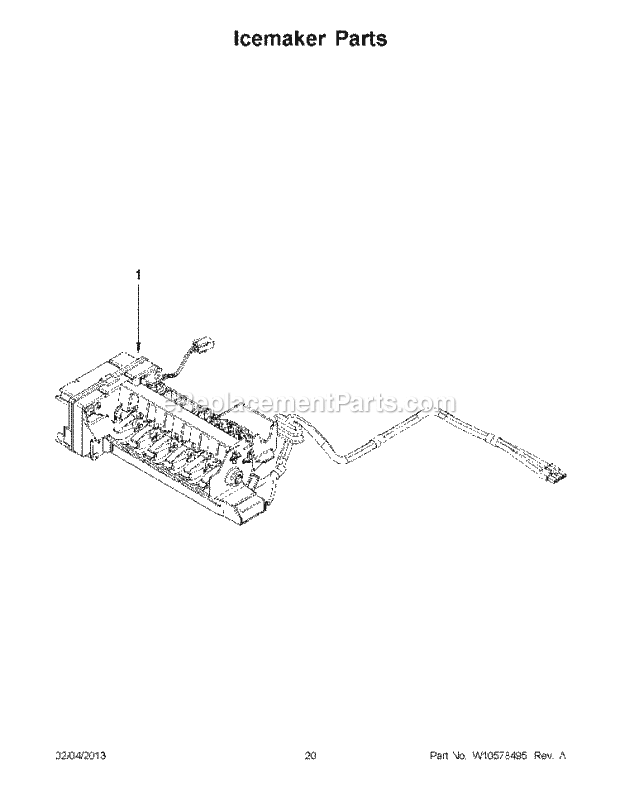 Icemaker Parts Diagram and Parts List for WRF736SDAB10  Whirlpool Refrigerator