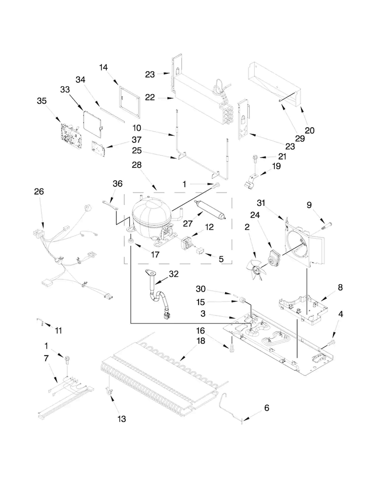 Unit Parts Diagram and Parts List for KRFC302ESS00  KitchenAid Refrigerator