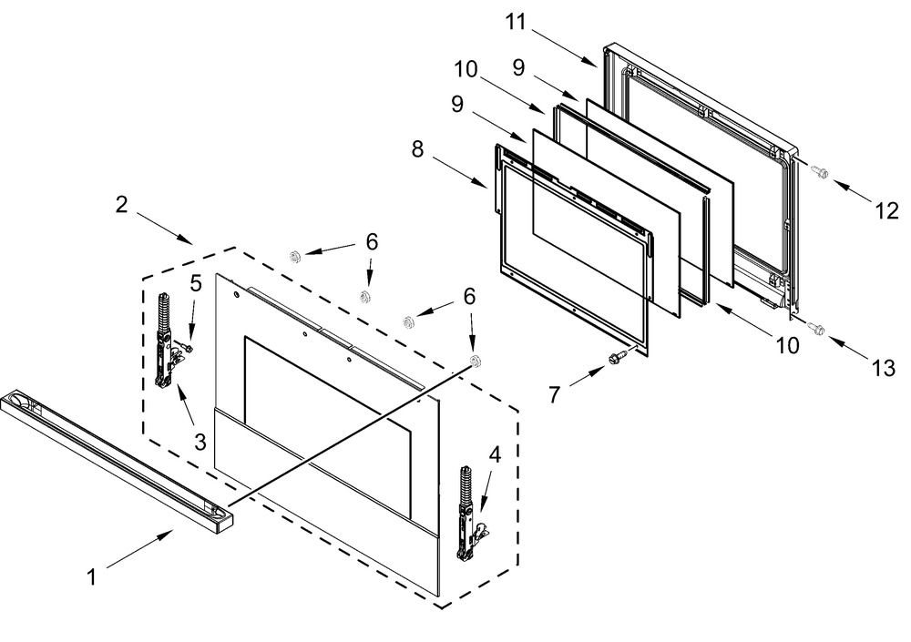 Upper Oven Door Parts Diagram and Parts List for JOEDC330RM00  Whirlpool Wall Oven
