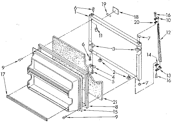 Freezer Door Diagram and Parts List for ET18GKXSN03  Whirlpool Refrigerator