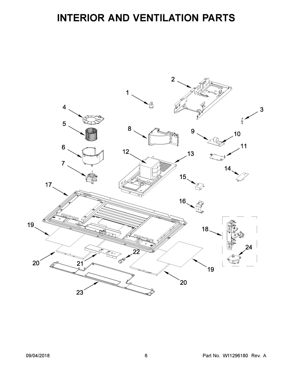 Interior And Ventilation Parts Diagram and Parts List for YWML55011HS3  Whirlpool Microwave