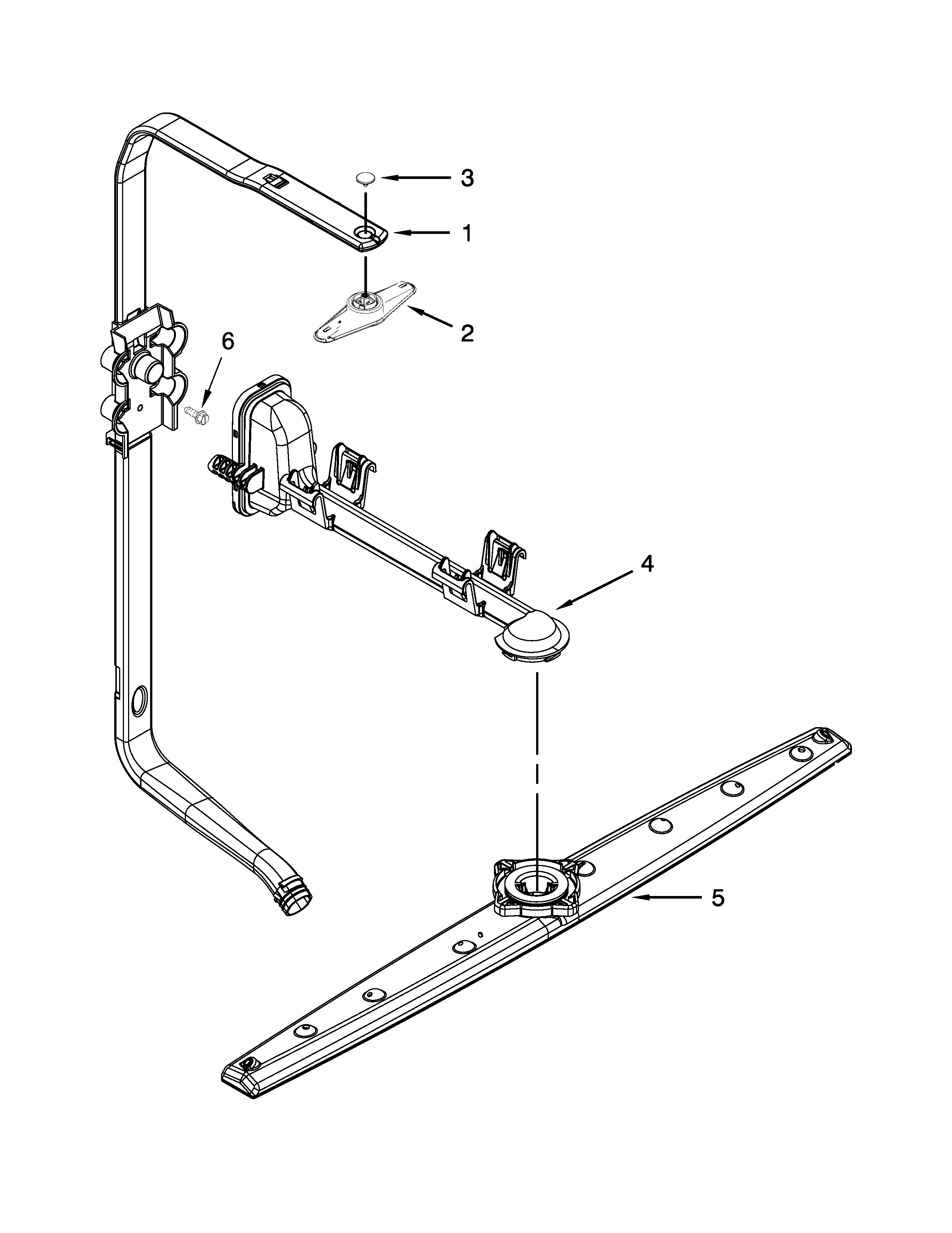 Upper Wash And Rinse Parts Diagram and Parts List for 66512413N410  Kenmore Dishwasher