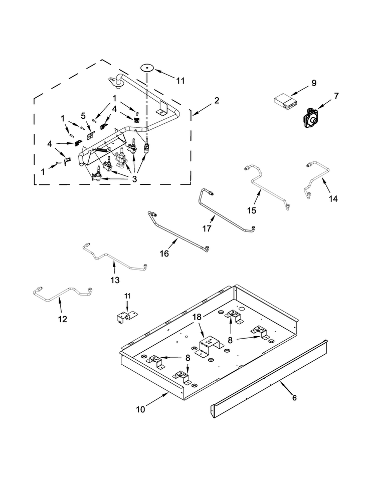 Burner Box, Gas Valves And Switch Parts Diagram and Parts List for KCGS350ESS00  KitchenAid Cooktop