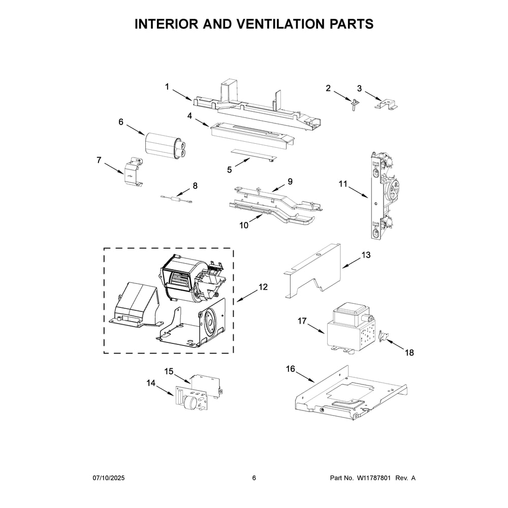 Interior And Ventilation Parts Diagram and Parts List for WMBT7030SZ00  Whirlpool Microwave