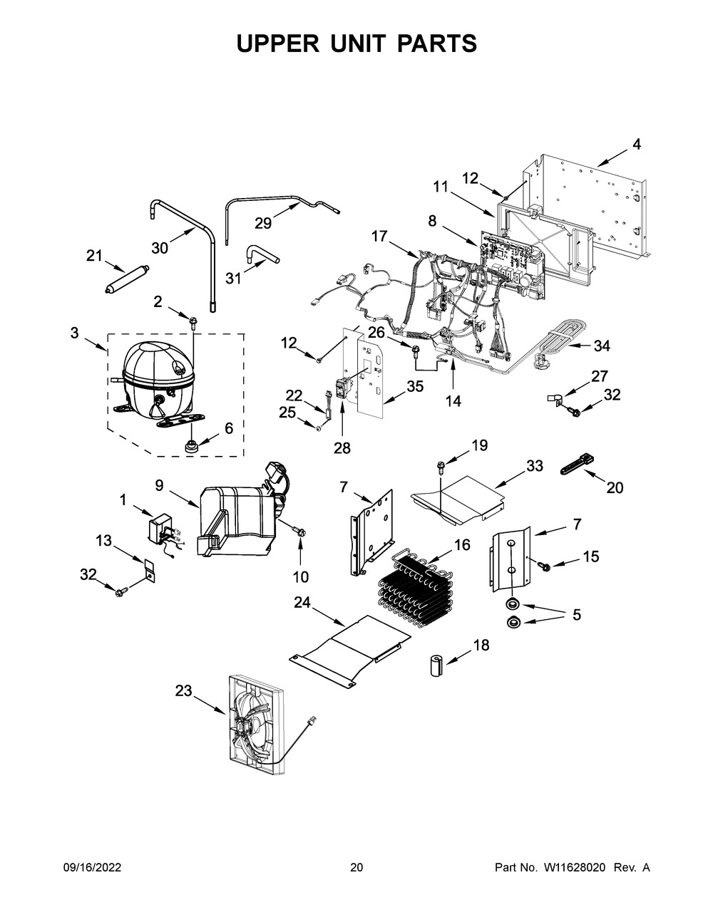 Upper Unit Parts Diagram and Parts List for KBSN702MPA00  KitchenAid Refrigerator