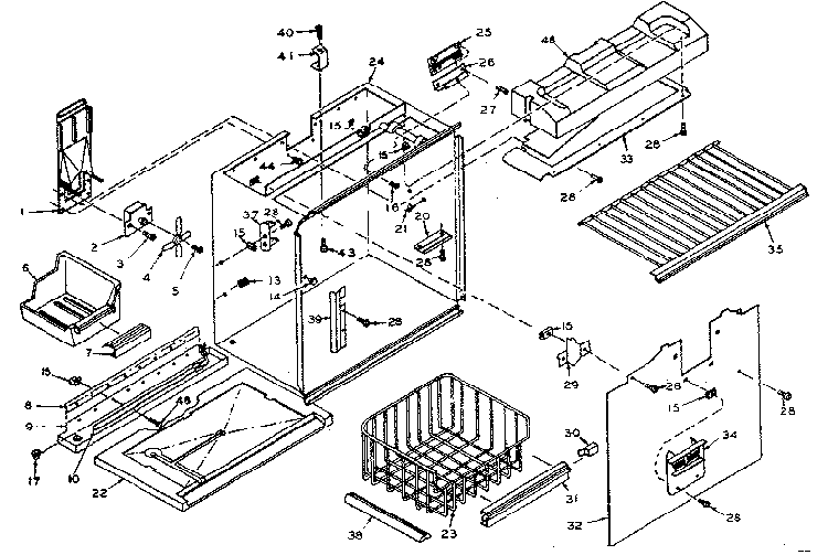 Freezer Section Parts Diagram and Parts List for 106U14GIM  Kenmore Refrigerator