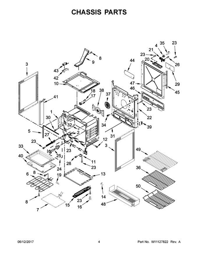 03 - Chassis Parts Diagram and Parts List for KSEG700EBS2  KitchenAid Range