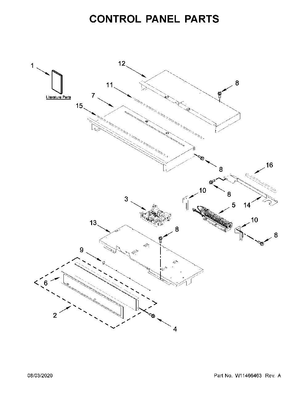 Control panel parts Diagram and Parts List for WOS72EC0HV02  Whirlpool Wall Oven