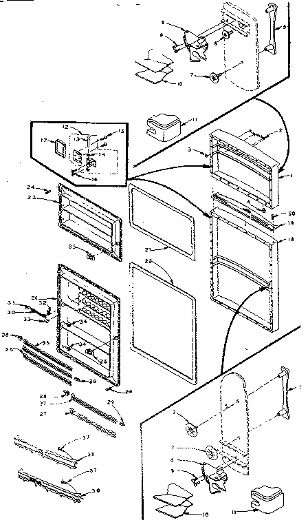 Door Parts Diagram and Parts List for 106M12H-F  Kenmore Refrigerator