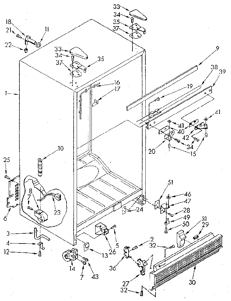 Cabinet Diagram and Parts List for EF19MKXSM01  Whirlpool Refrigerator