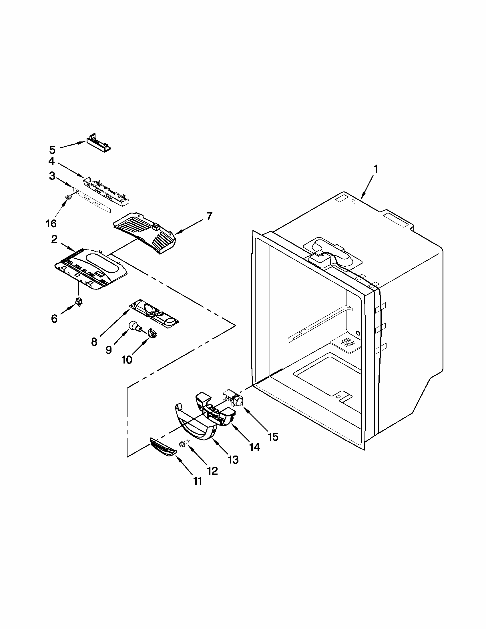 Refrigerator Liner Parts Diagram and Parts List for 59679213014  Kenmore Refrigerator