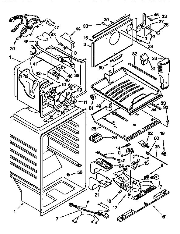 Liner Diagram and Parts List for KTRSKDBL03  KitchenAid Refrigerator