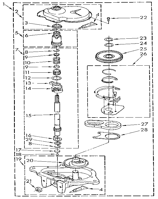Gearcase Diagram and Parts List for LA5300XTN0  Whirlpool Washer