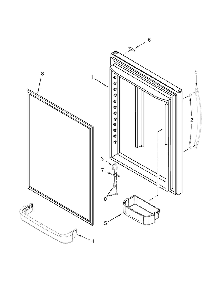 Refrigerator Door Parts Diagram and Parts List for WRB329DFBB00  Whirlpool Refrigerator