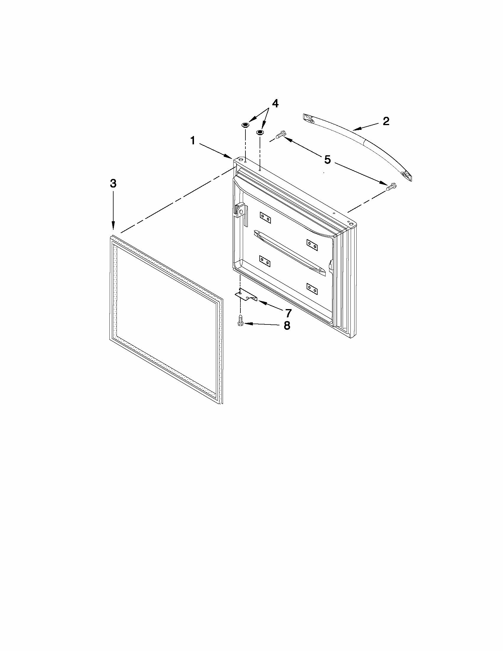 Freezer Door Parts Diagram and Parts List for 59669963012  Kenmore Refrigerator