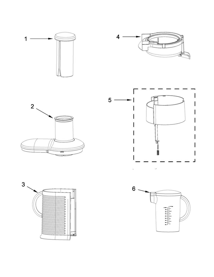 Attachment Parts Diagram and Parts List for 5KVJ0332EAC1  KitchenAid Juicer