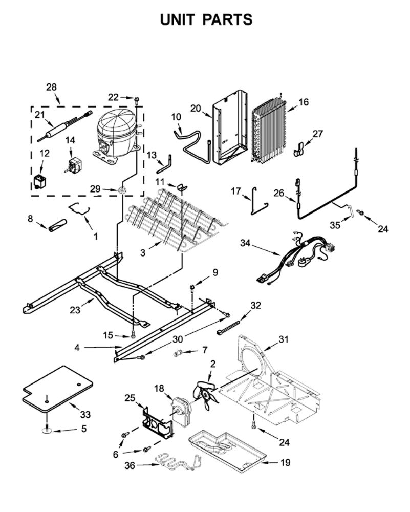 Unit Parts Diagram and Parts List for 10650045711  Kenmore Refrigerator
