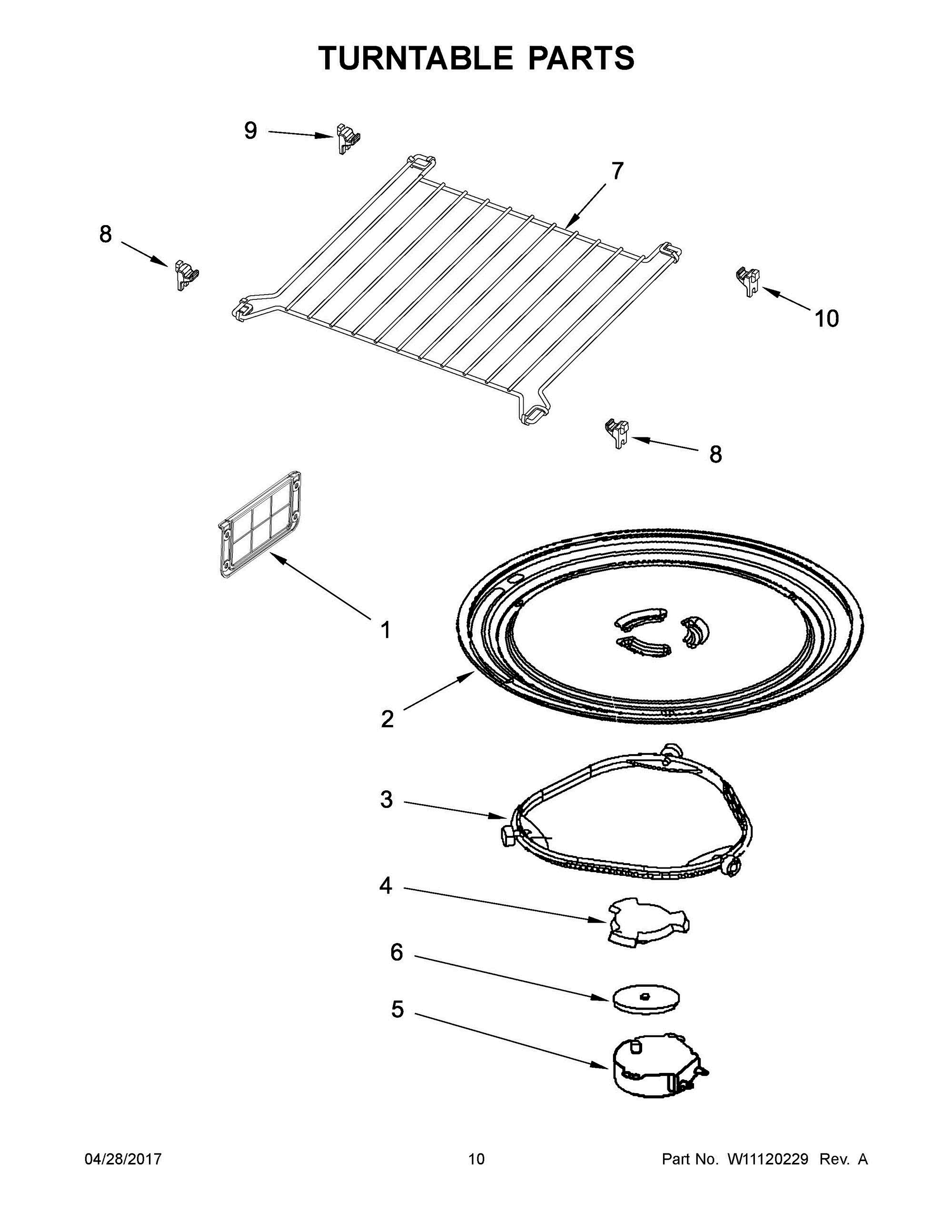 06 - TURNTABLE PARTS Diagram and Parts List for YMMV4206FW2  Whirlpool Microwave