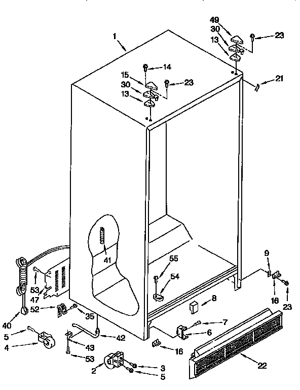 Cabinet Diagram and Parts List for KSRP27QBL00  KitchenAid Refrigerator