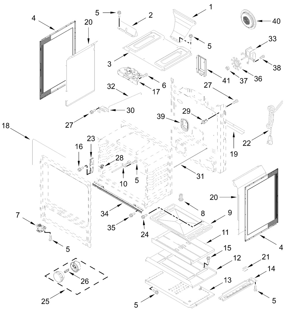 Chassis Parts Diagram and Parts List for ZRGW3488RS0  Whirlpool Range