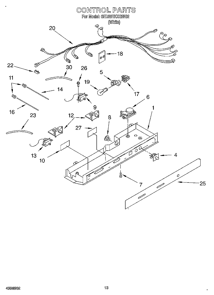 CONTROL, OPTIONAL Diagram and Parts List for 6ED20TKXGW02  Whirlpool Refrigerator